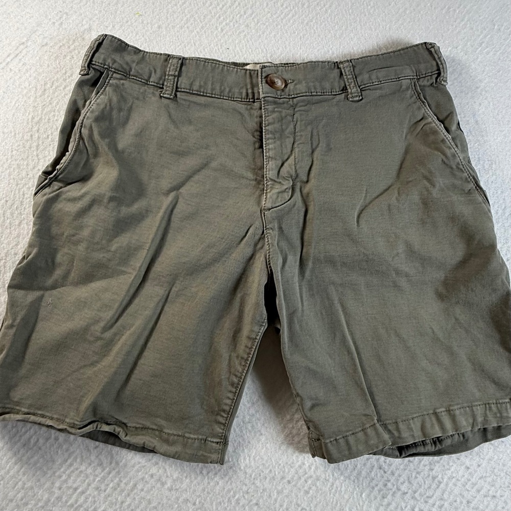 Marine Layer Chino Shorts Mens 32x7 Organic Cotton Stretch Olive Green